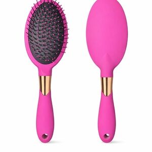 Pink Hair Brush with Gold Accents